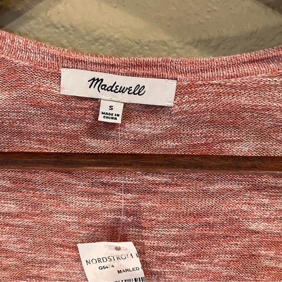 Madewell Ryder Summer Cardigan,Marled Pink,Open Front, NWT,size Small,Fall Comfy - Picture 4 of 10